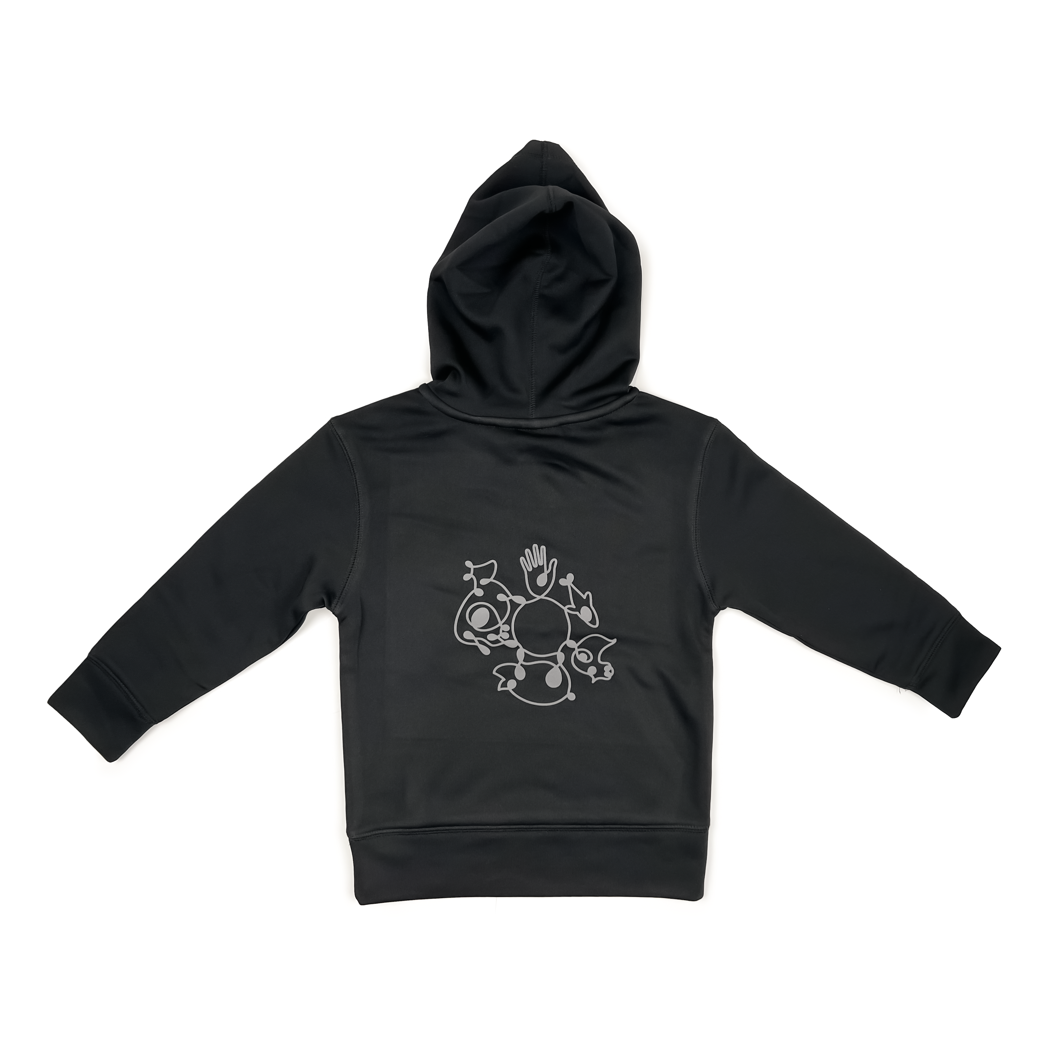 Chandail à Capuchon Enfant Noir Logo Gris