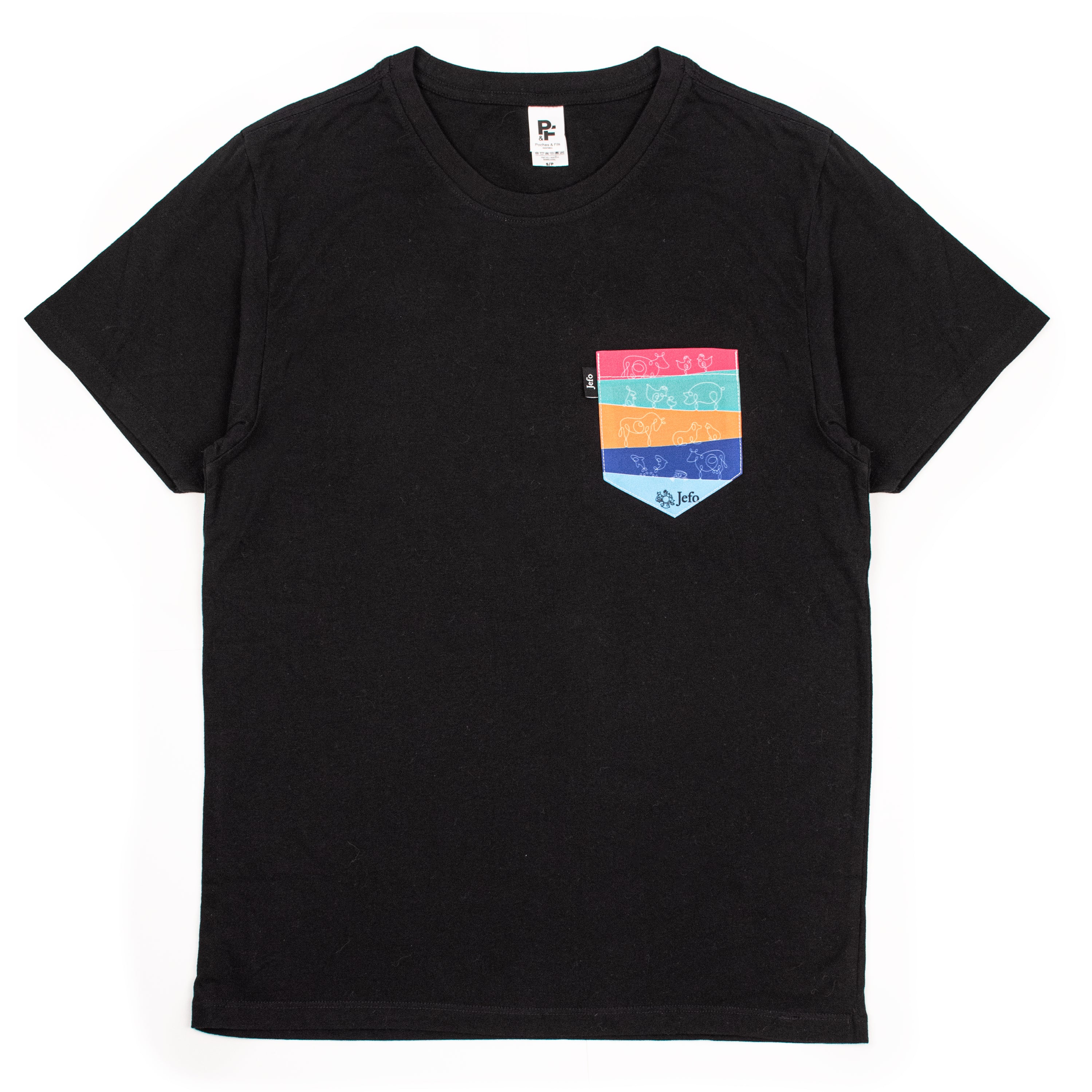 T-shirt Homme Noir Poche Couleur