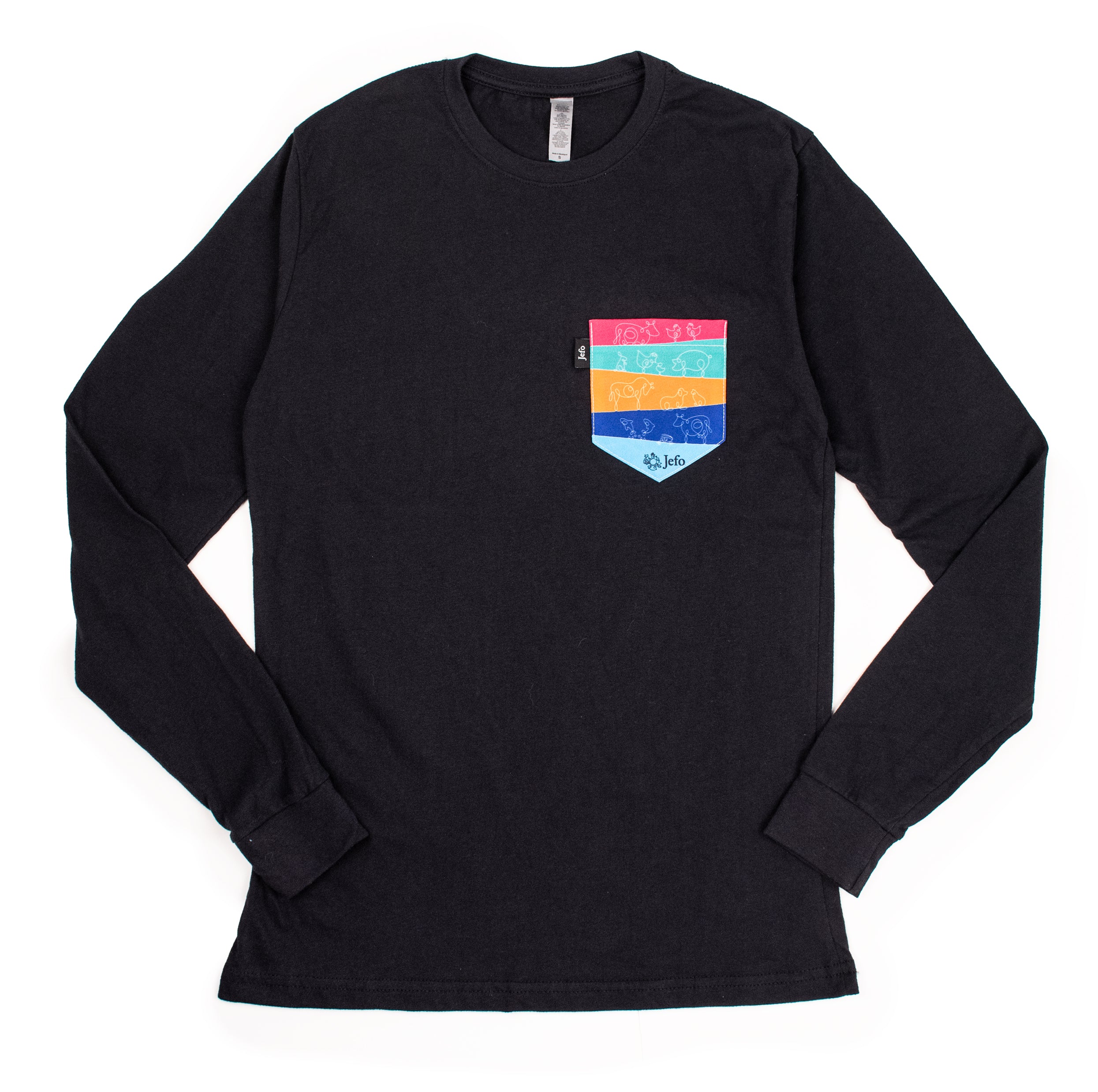 T-shirt Homme Noir Poche Couleur Manches Longues