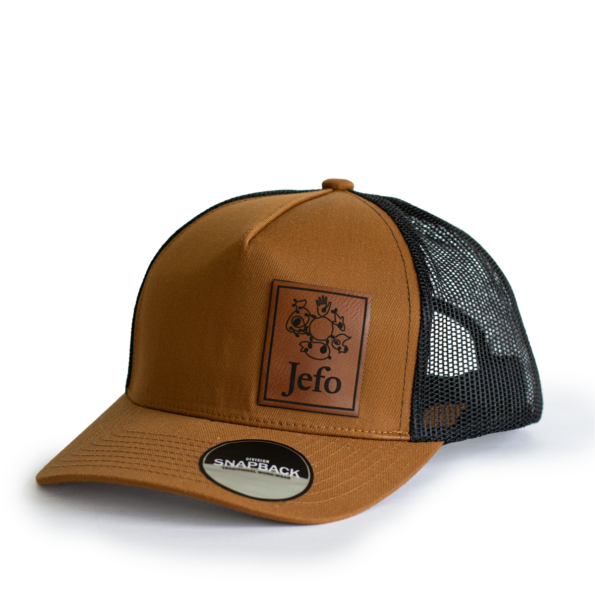 Casquette Brune avec Patch en Cuir logo Jefo